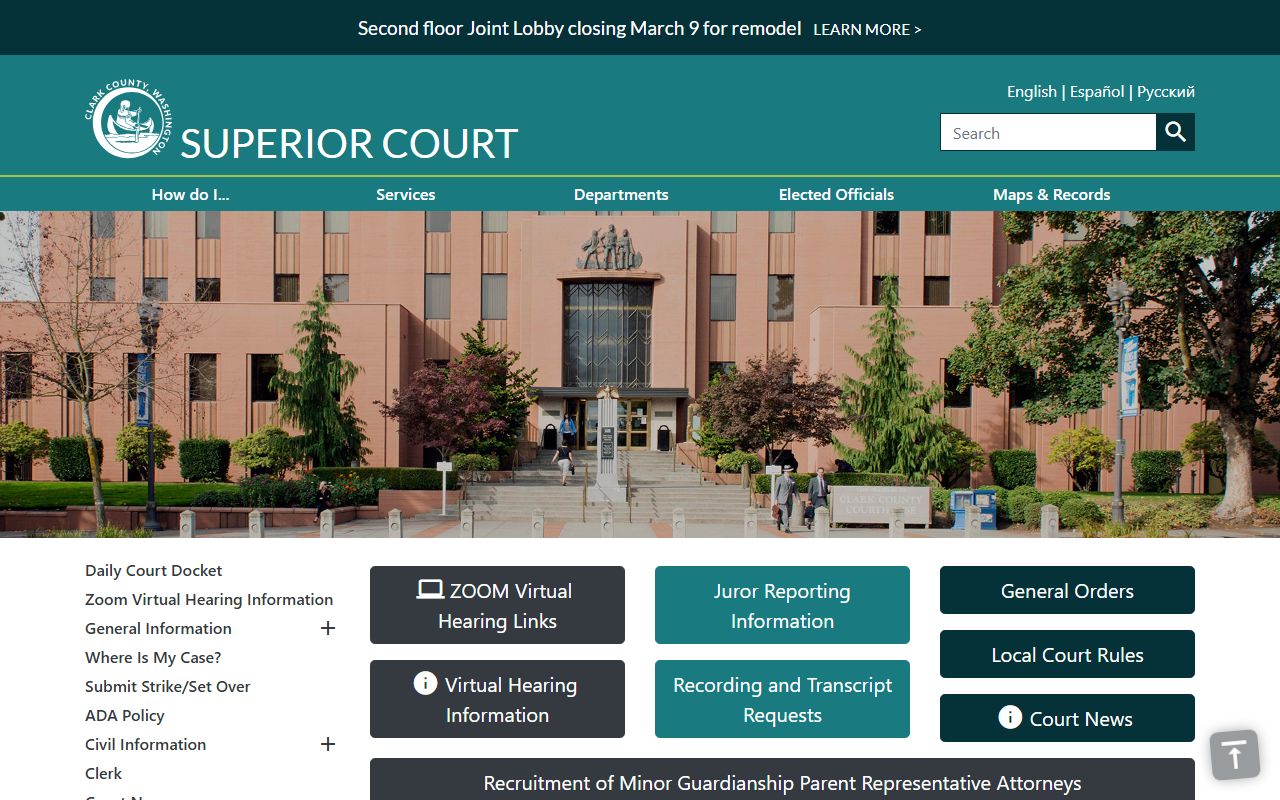 Clark County Superior Court court records portal