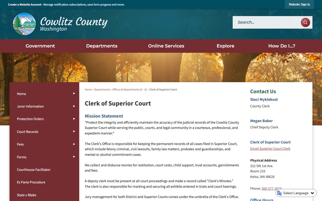 Longview Cowlitz County court clerk records