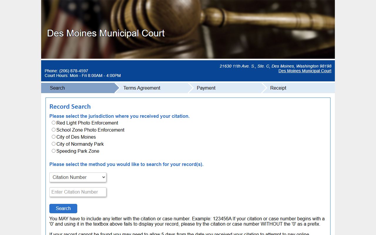 Des Moines court records online payment portal