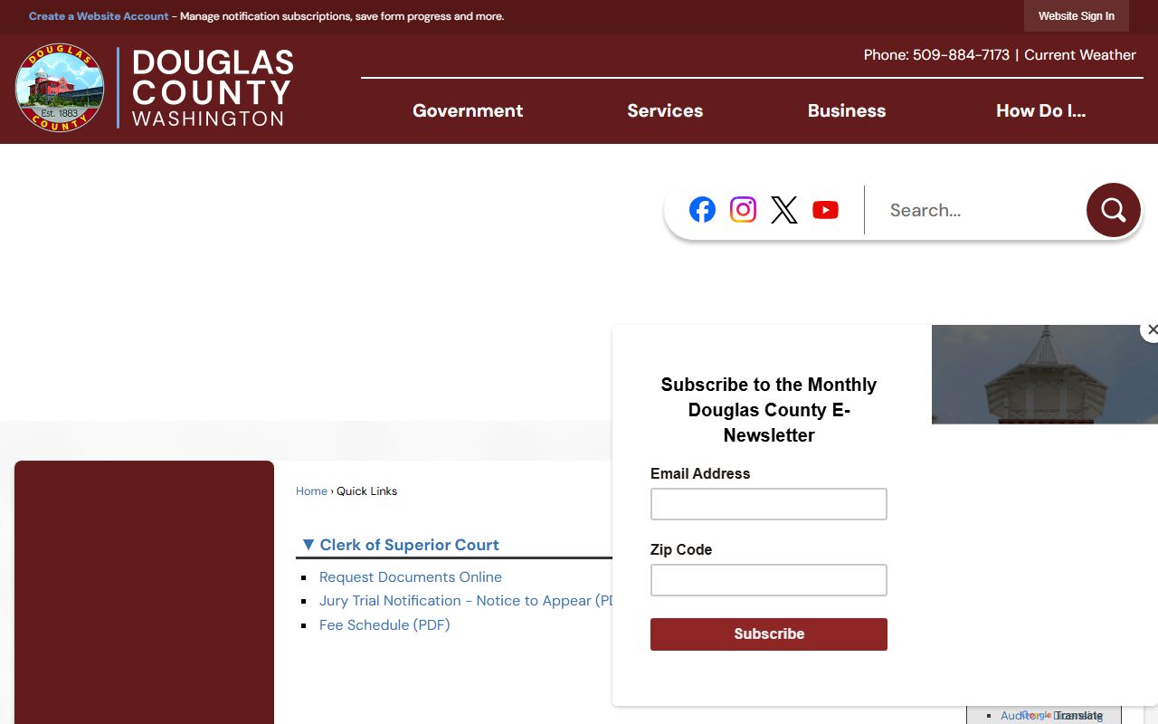 Douglas County Clerk quick links page for court records