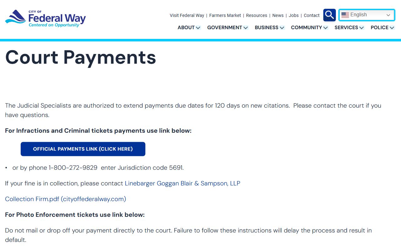 Federal Way court payments and records