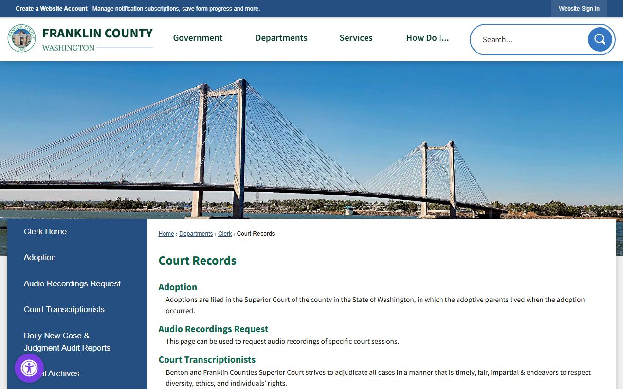 Franklin County court records search portal Washington