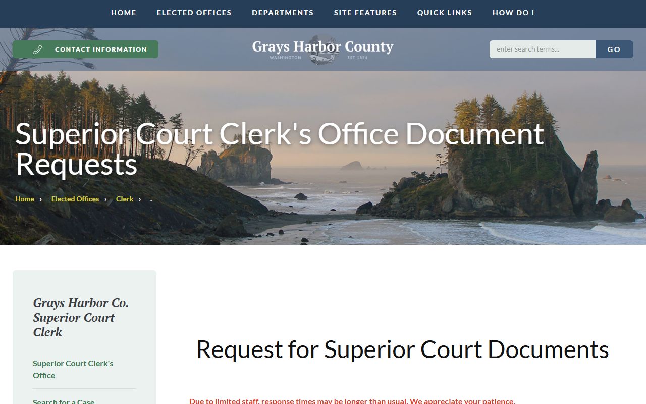Grays Harbor County Clerk document request form Washington