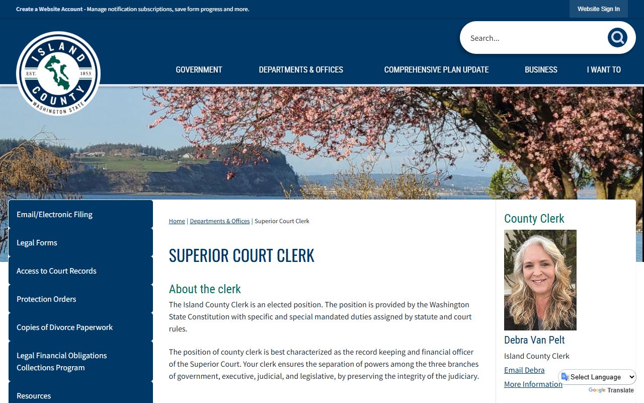 Island County Superior Court Clerk Coupeville Washington court records