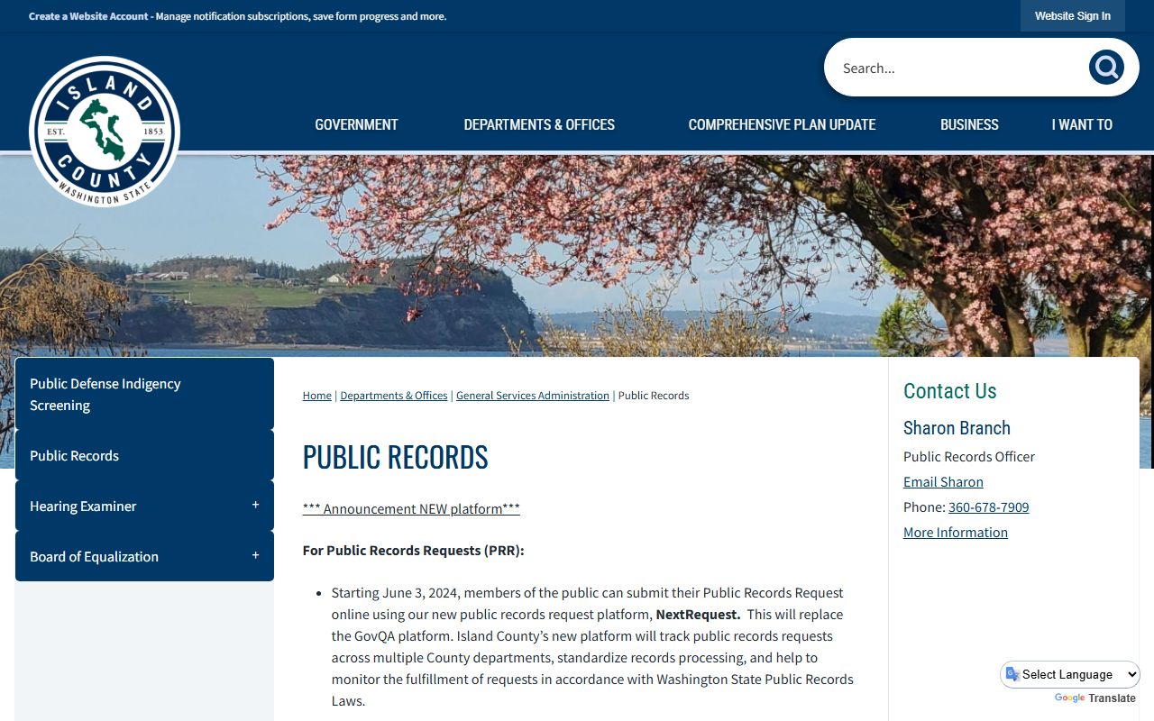 Island County public records request portal Washington