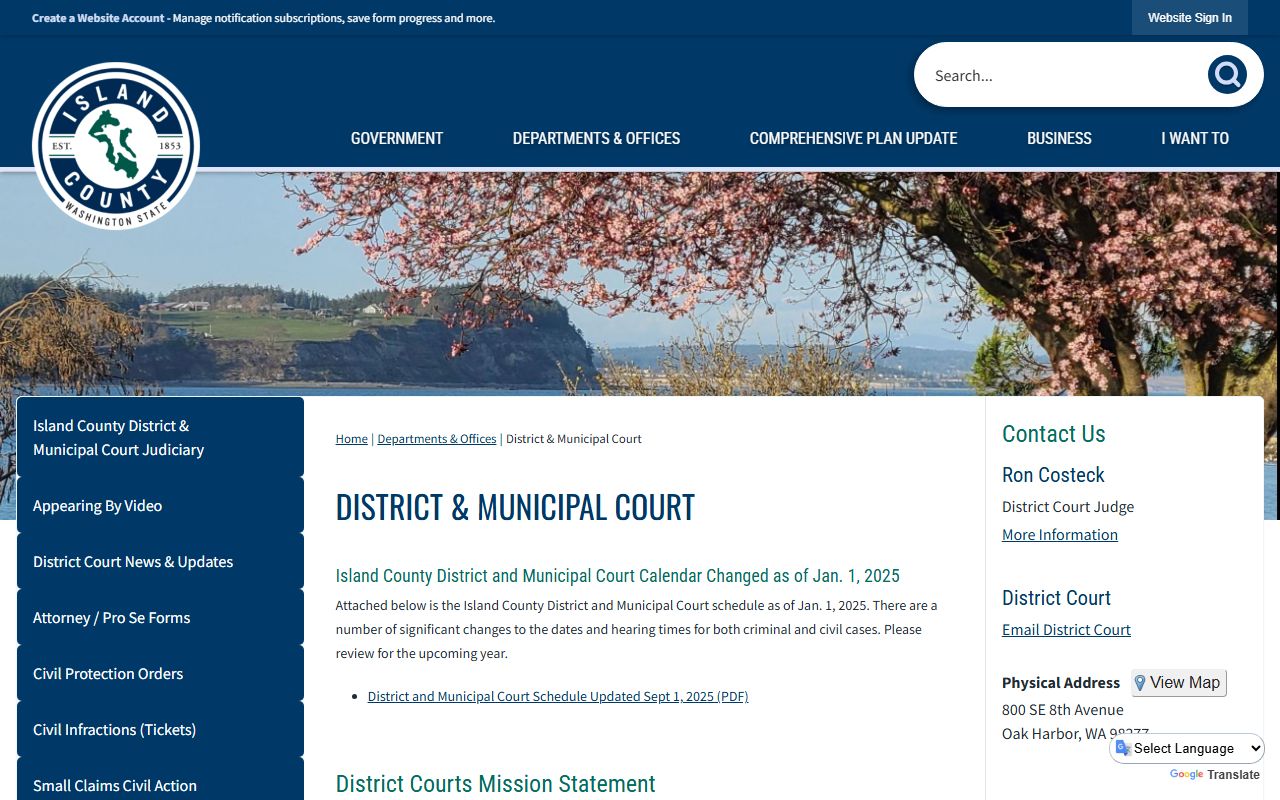 Island County District Municipal Court Washington court records