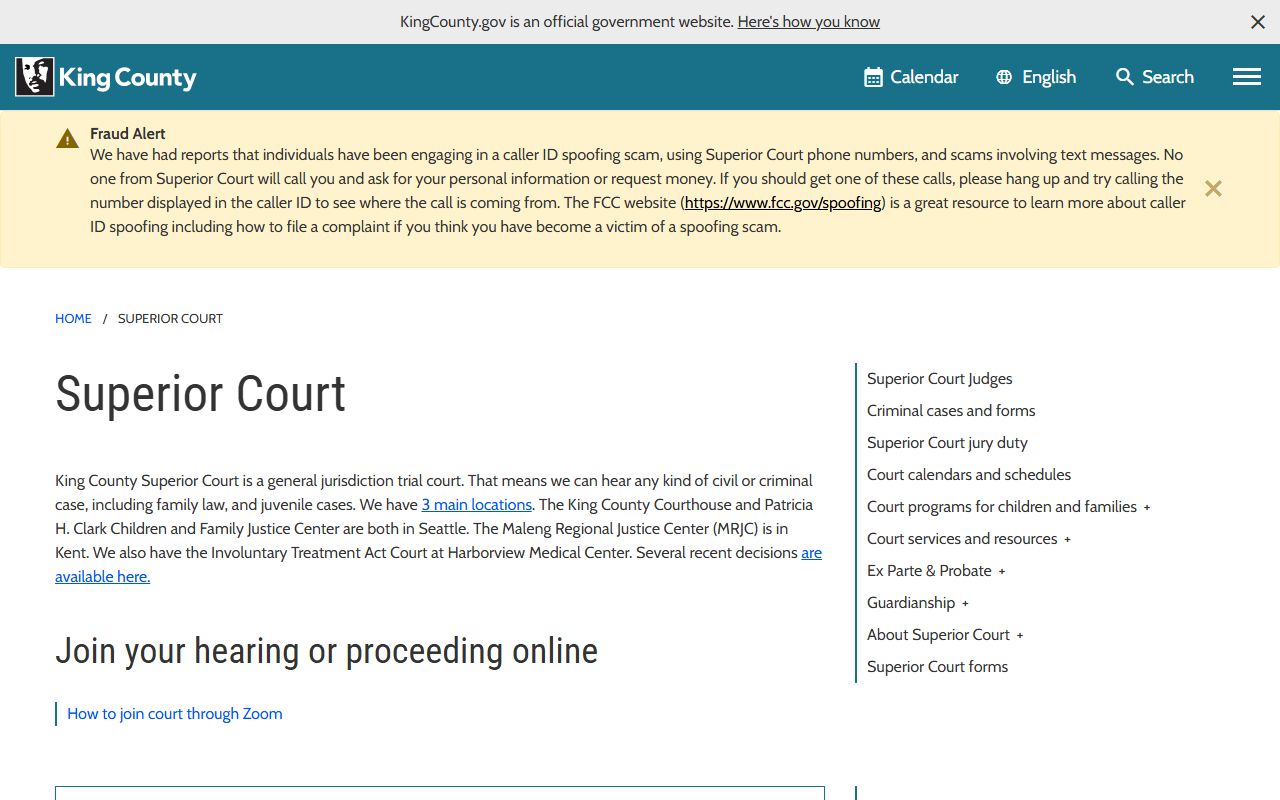 King County Superior Court website