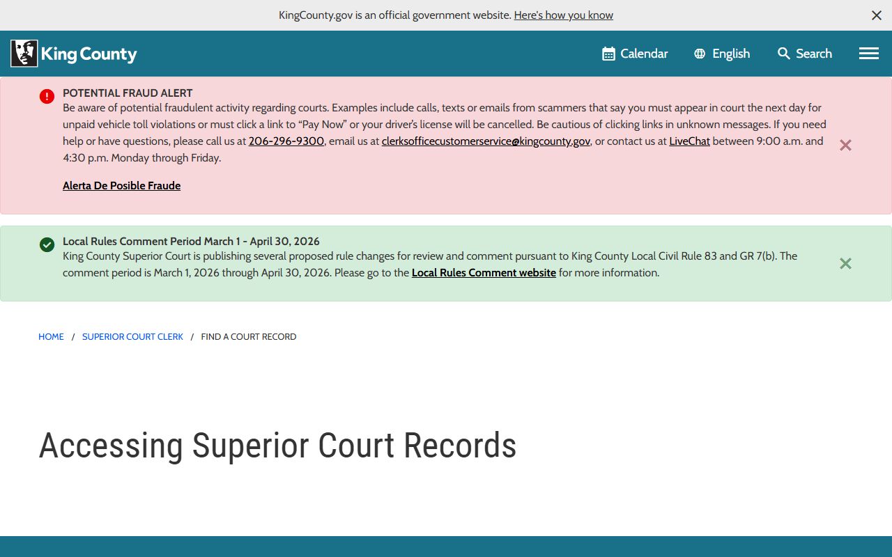 KC Script Portal for King County Superior Court records access
