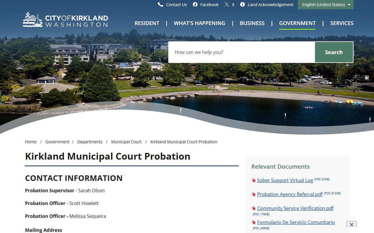 Kirkland Municipal Court probation court records