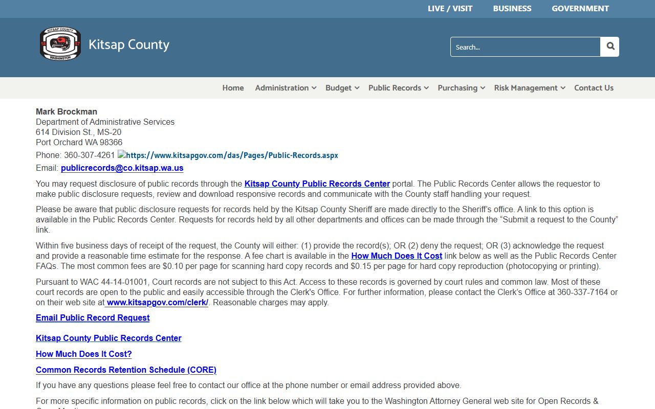 Kitsap County Public Records Center portal