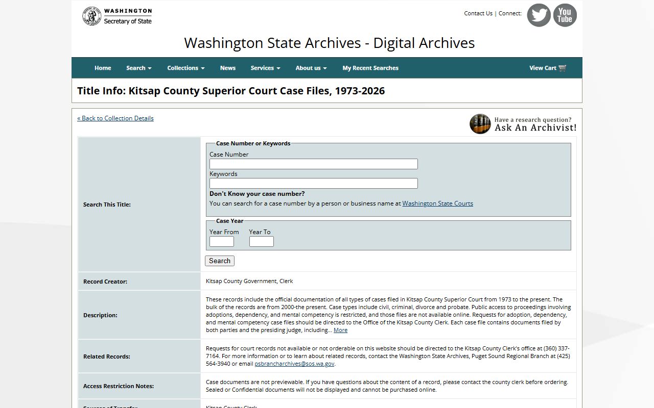 Washington State Digital Archives Kitsap County Superior Court records