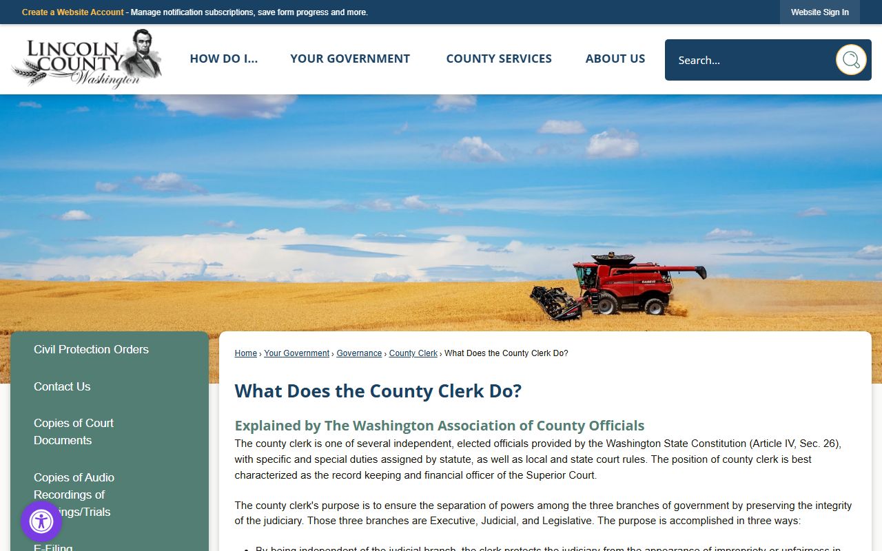 Lincoln County Clerk duties and court records guide