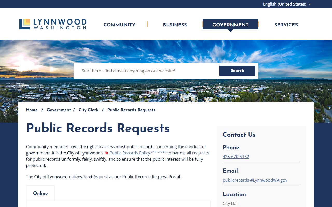 Lynnwood public records request portal