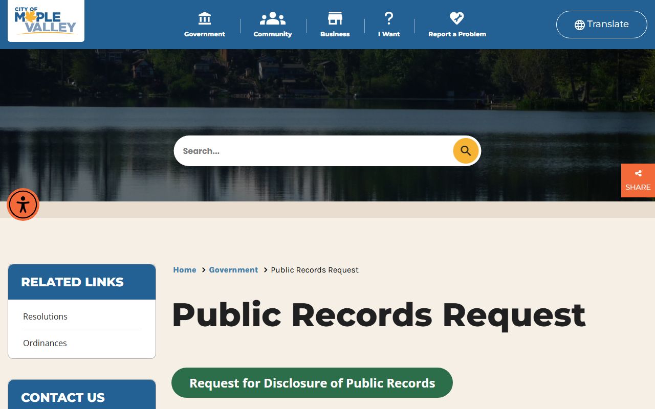 Maple Valley public records request court records