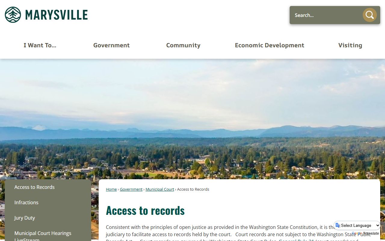 Marysville Municipal Court access to court records