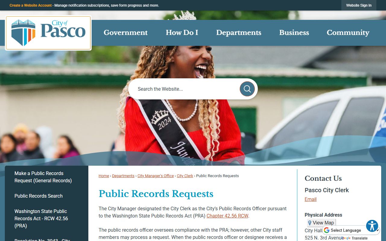 City of Pasco public records requests