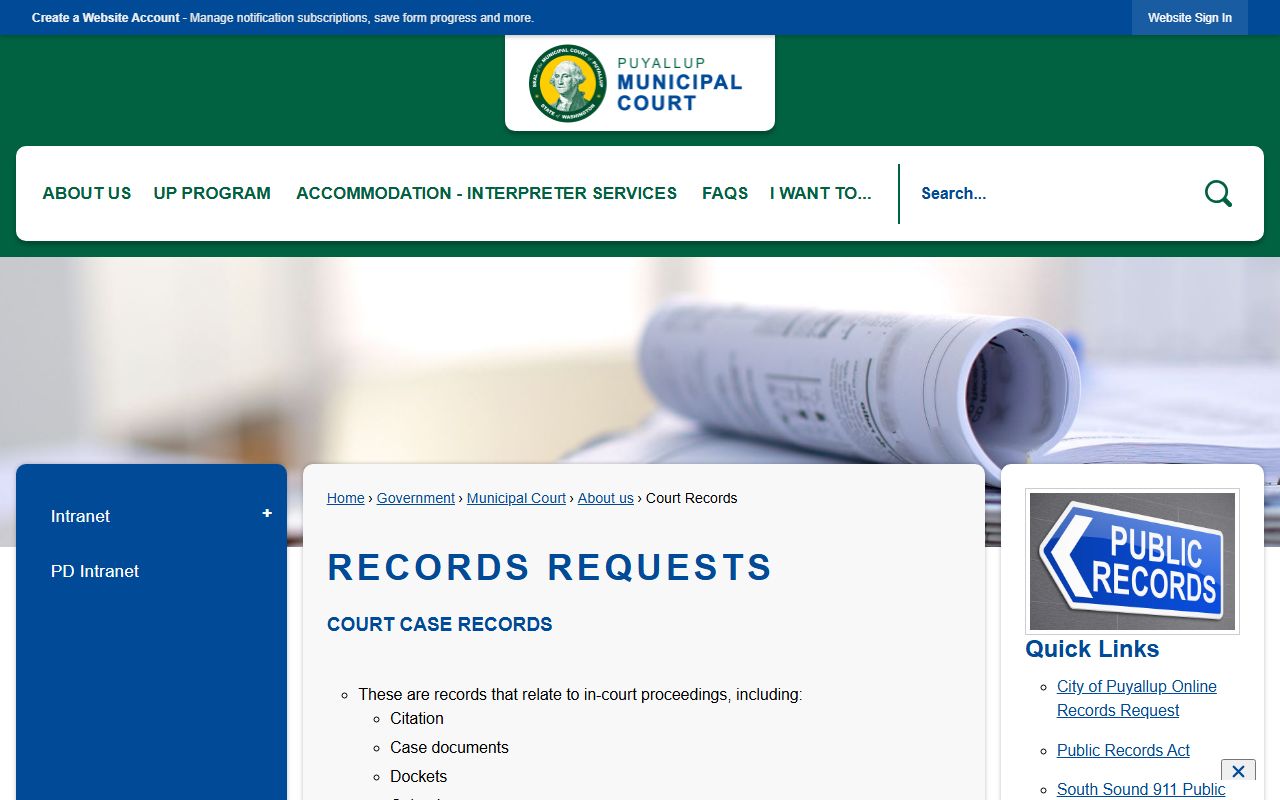 Puyallup Municipal Court records request