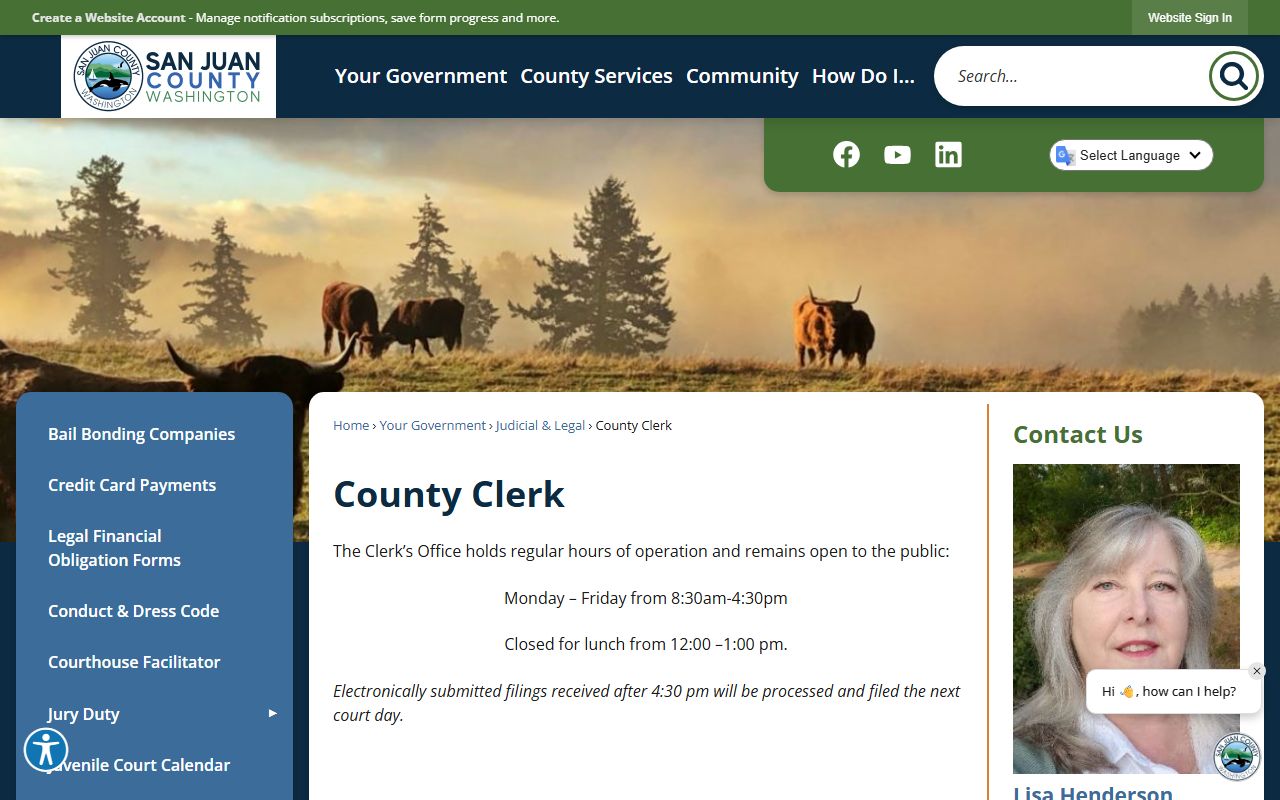 San Juan County court records clerk office website Friday Harbor