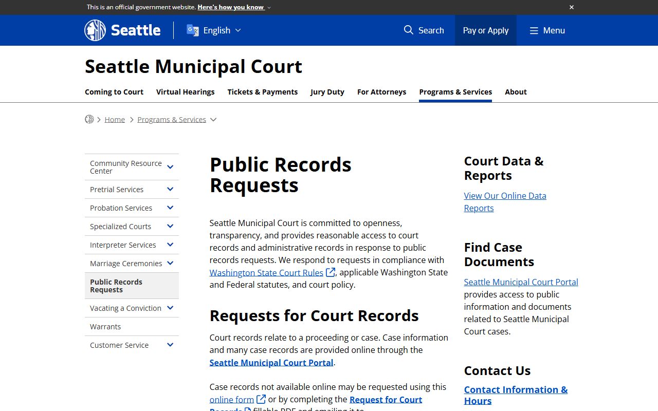 Seattle municipal court public records requests