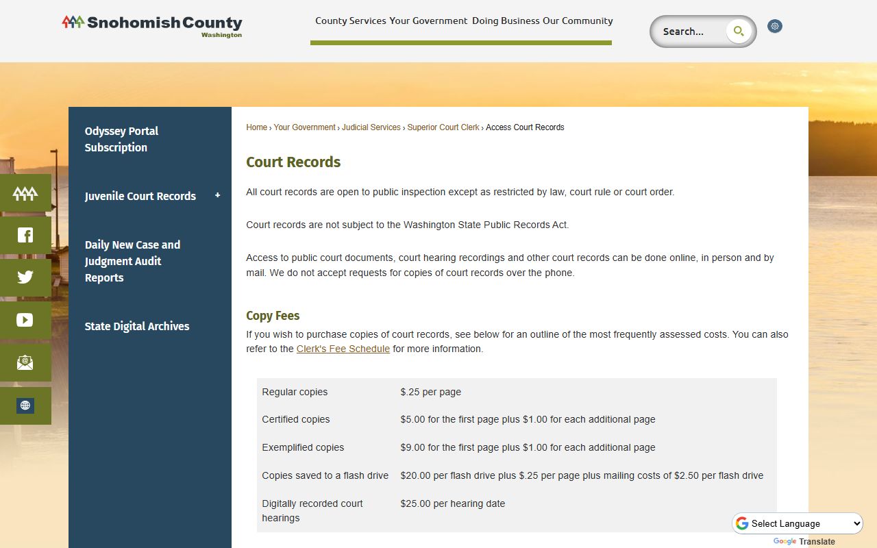 Snohomish County electronic court records portal