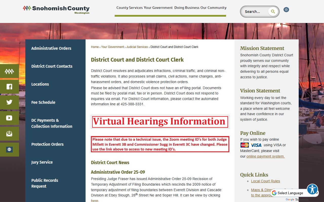 Snohomish County District Court records and clerk