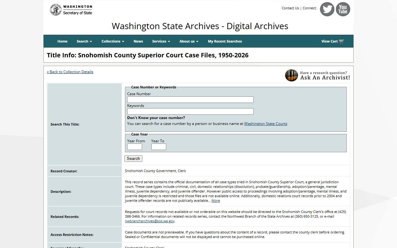 Washington State Digital Archives Snohomish County court records