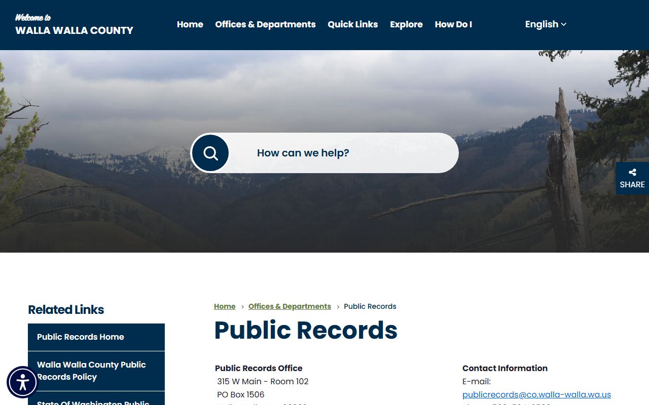 Walla Walla County public records portal