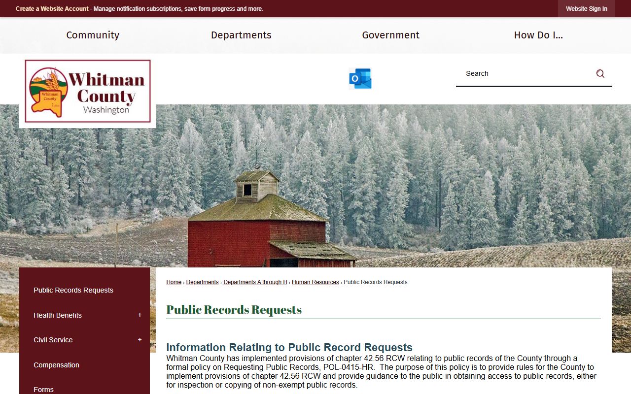 Whitman County public records request portal