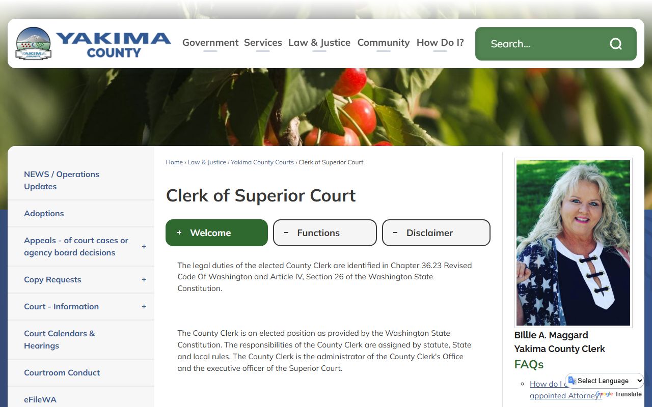 Yakima County clerk of superior court records request