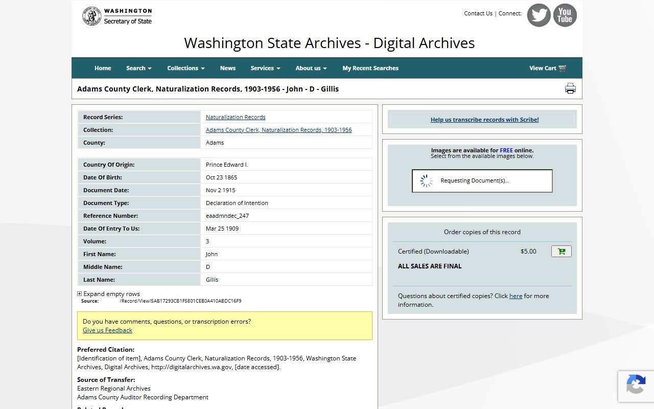 Adams County court records naturalization documents in digital archives