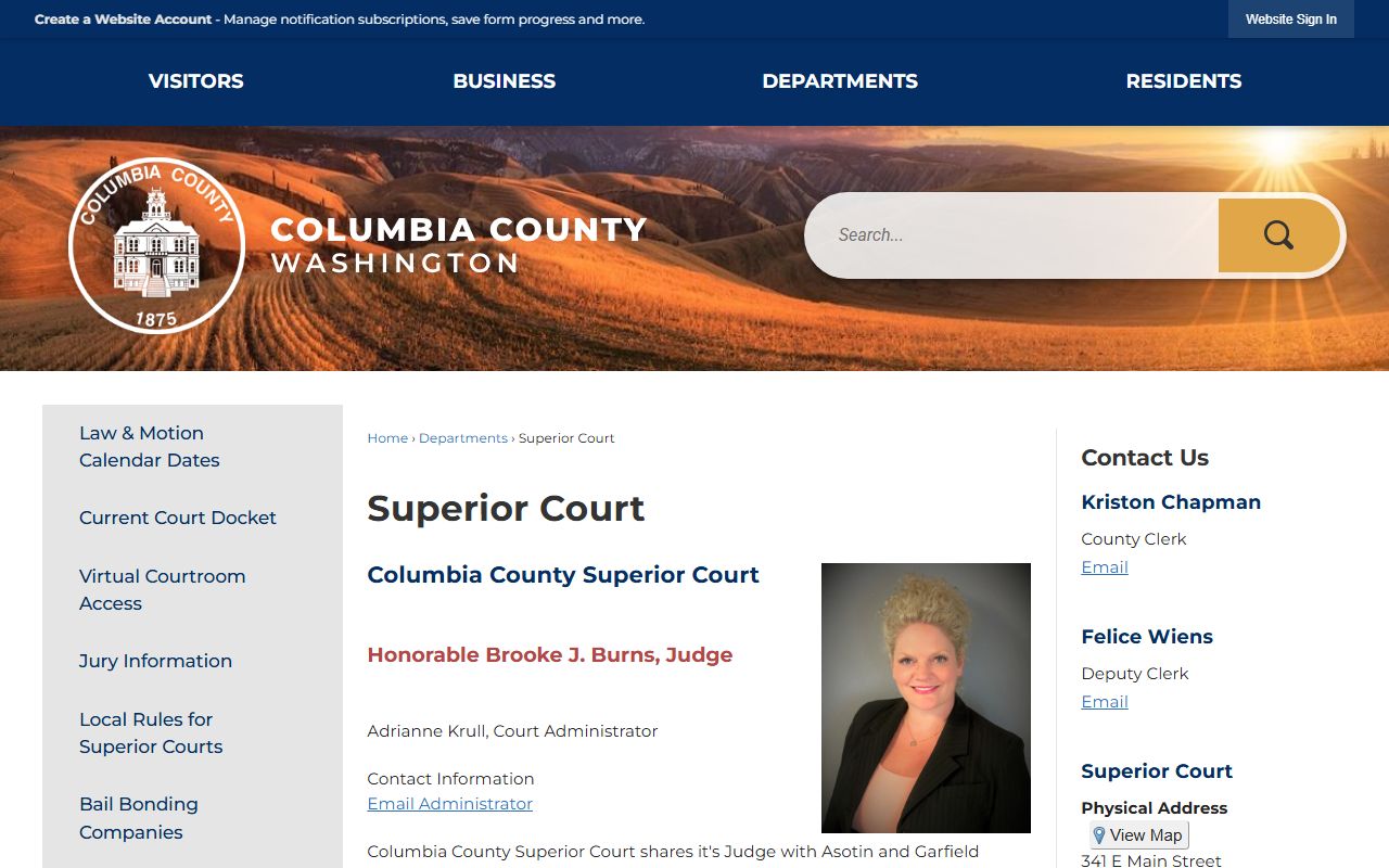 Columbia County Superior Court court records page