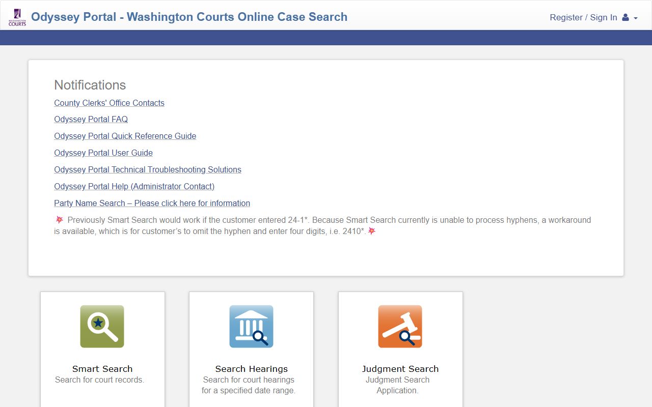 Washington Odyssey Portal Ferry County court records search