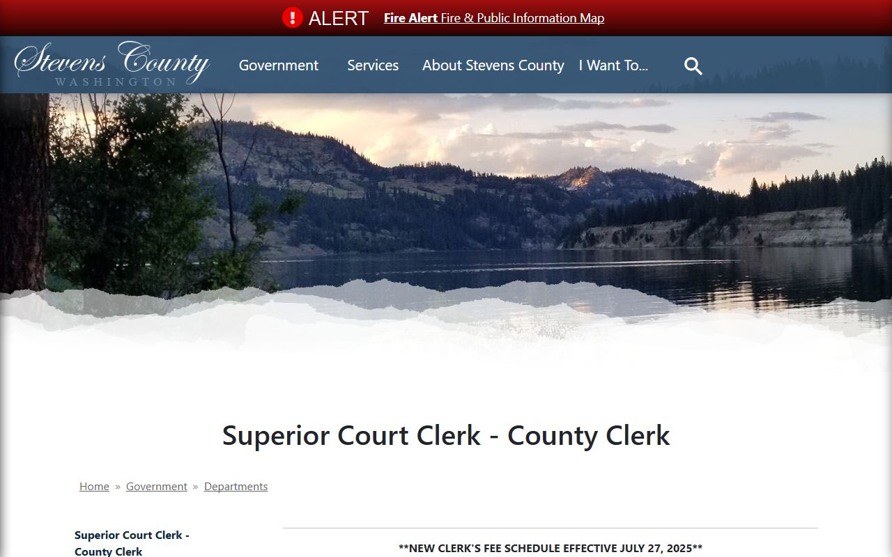 Stevens County Clerk Superior Court records office