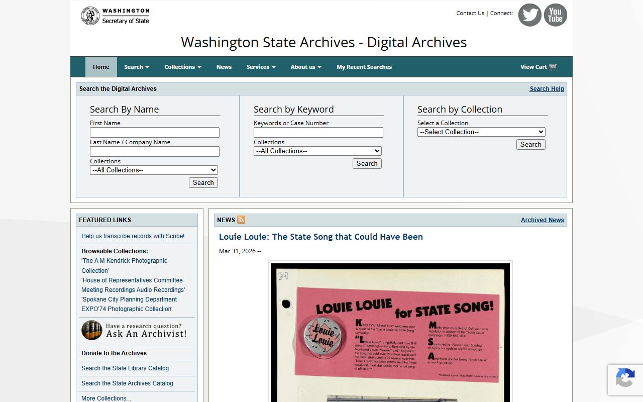 Washington State Digital Archives for historical court records